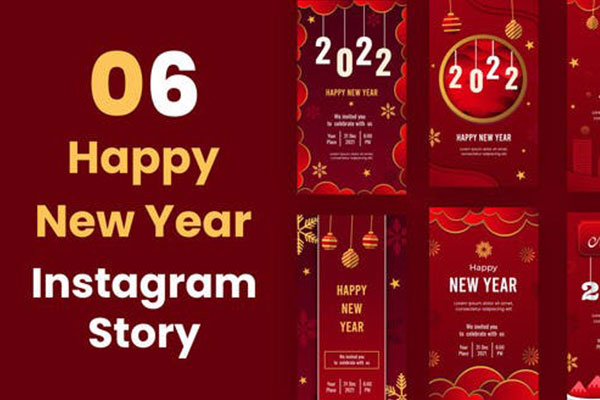 新年快乐Instagram故事视频AE模板[aep]