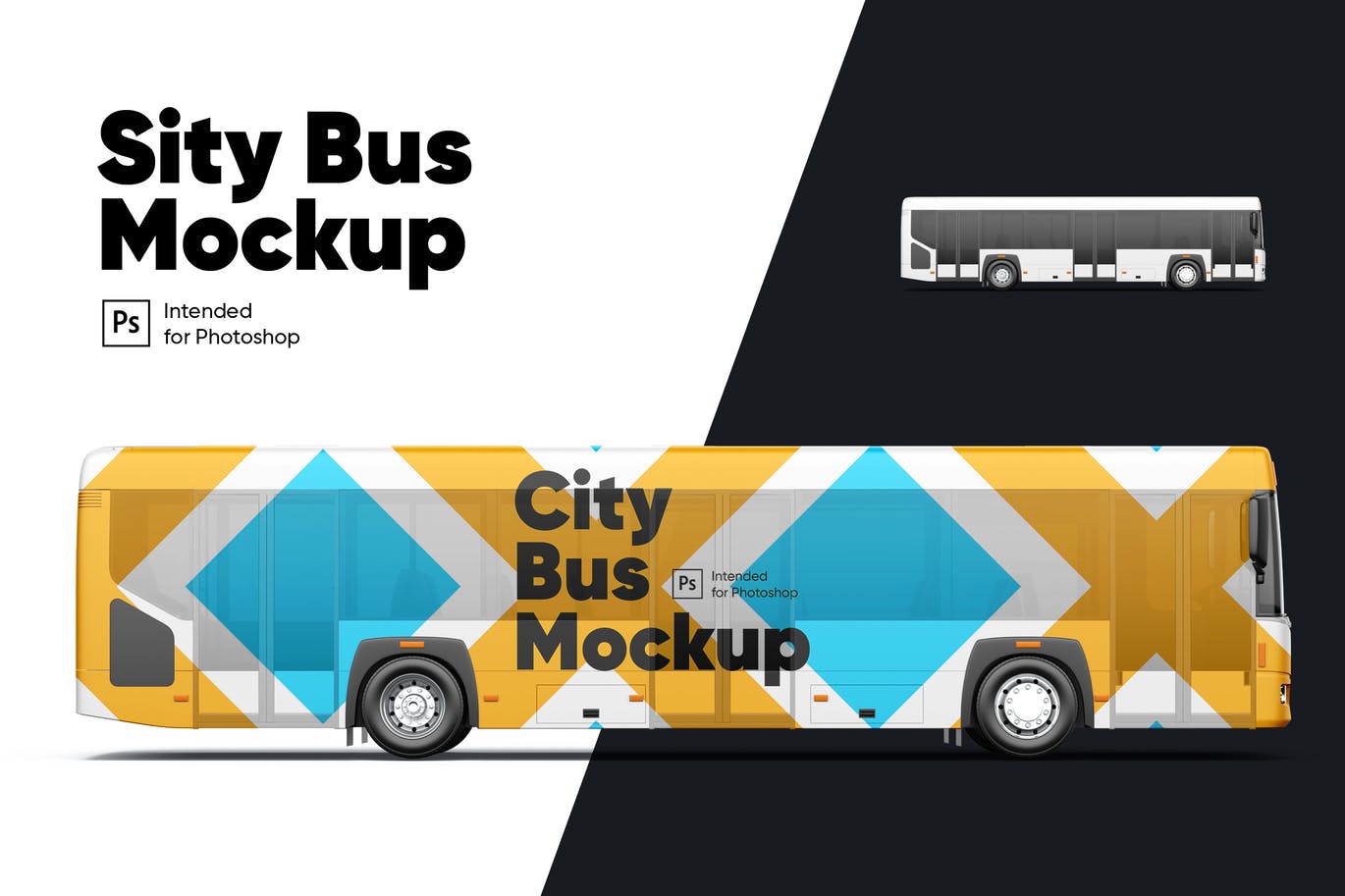 高品质的时尚高端专业的公交车大巴车车体广告设计VI样机展示模型mockups