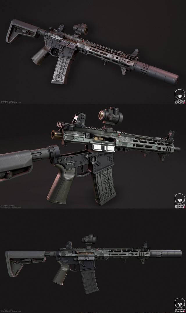 AR-15 SLR步枪3D模型（OBJ,FBX,MAX）