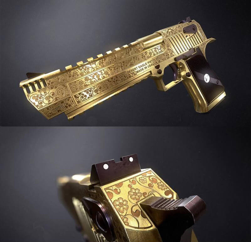 镂空黄金沙漠之鹰手枪3D模型（OBJ,FBX,MAX）