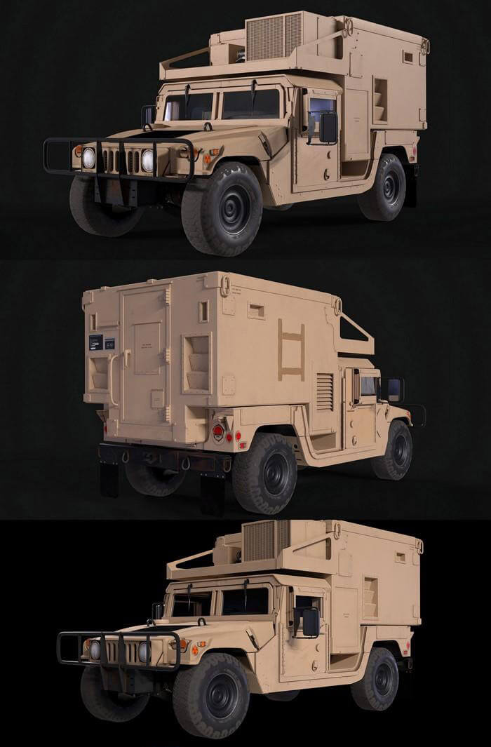 HMMWV Shelter humvee悍马轻型多用途庇护所3D模型（OBJ,FBX,MAX）