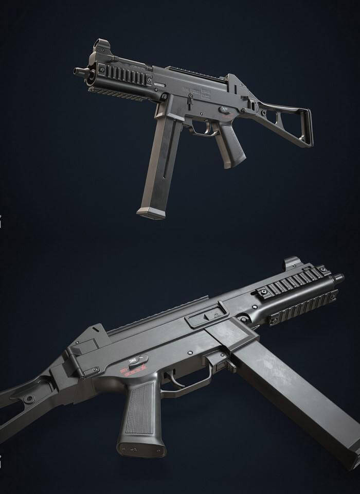 Heckler & Koch UMP 45冲锋枪3D模型（OBJ,FBX,MAX）