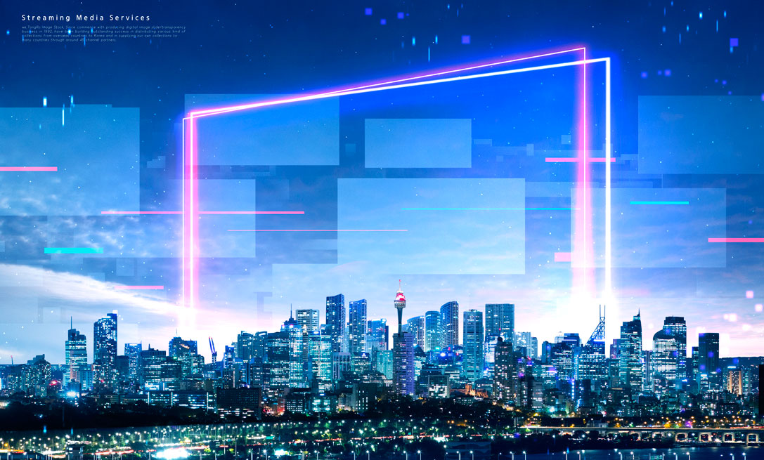 抽象科技概念城市夜景海报设计模板 (psd)