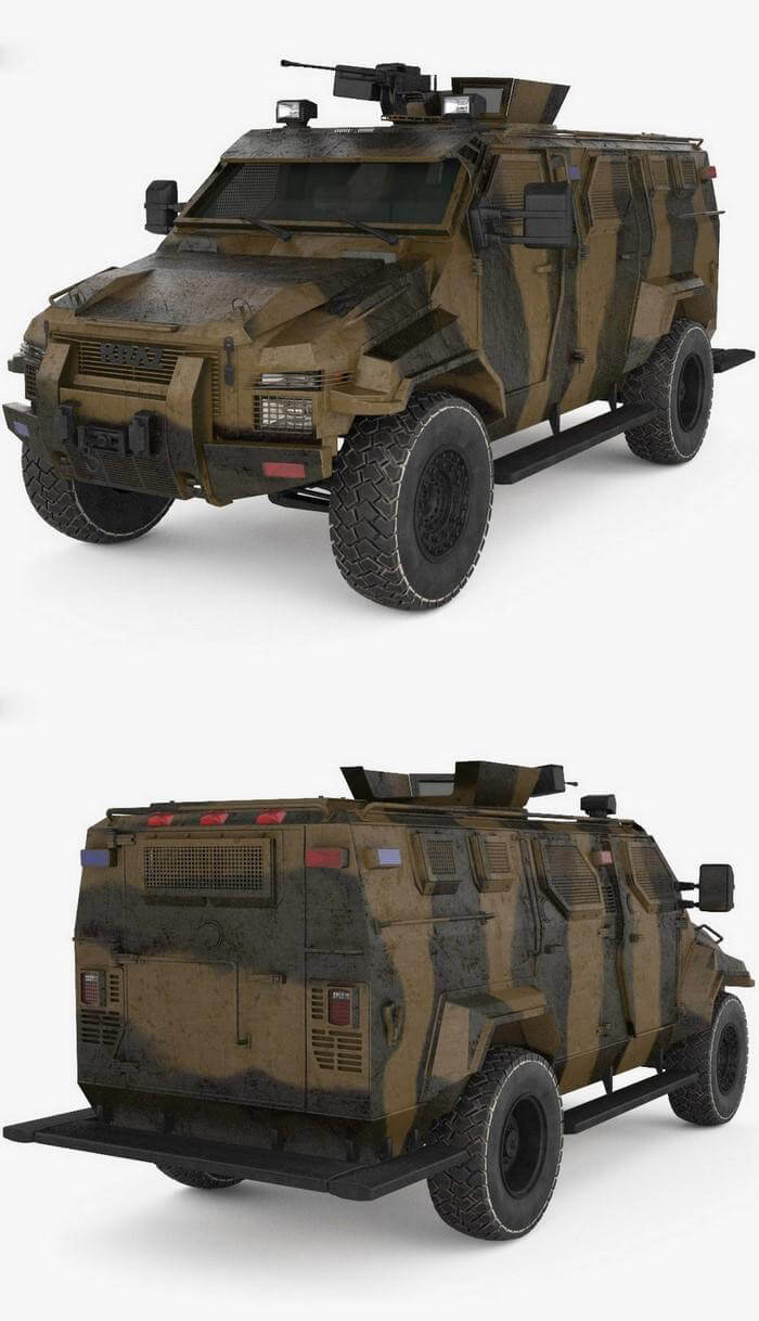 KrAZ Spartan轻型装甲车3D模型（OBJ,FBX,MAX）