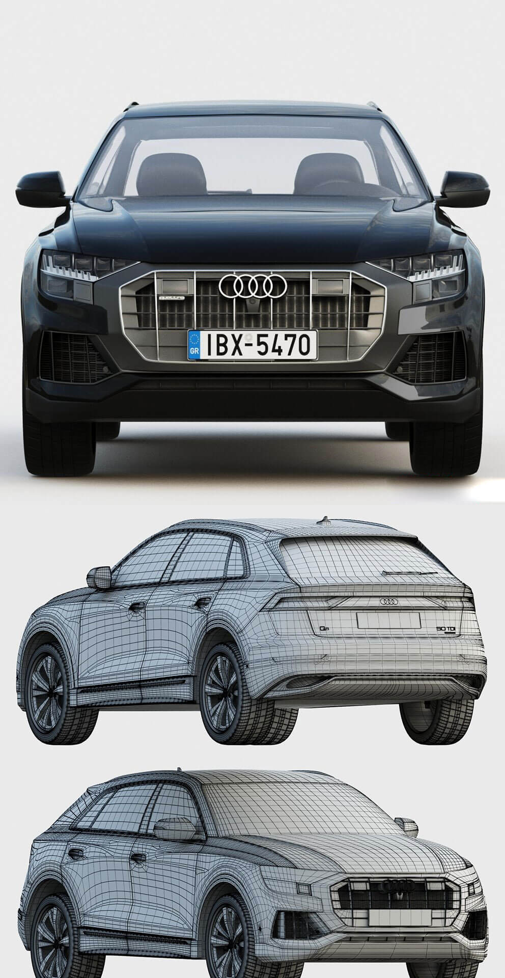 奥迪Q8越野车汽车SUV 3D模型下载（MAX,FBX,OBJ,C4D）