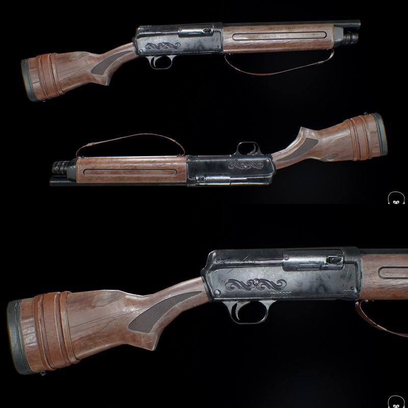 Remington Model 11霰弹枪3D模型（OBJ,FBX,MAX）