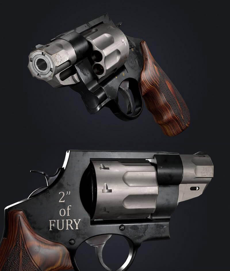 Smith and Wesson 327 Magnum手枪3D模型（OBJ,FBX,MAX）