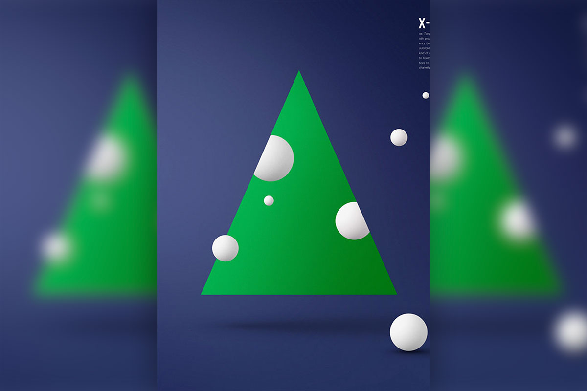 绿色三角形圣诞树简约海报素材 (psd)