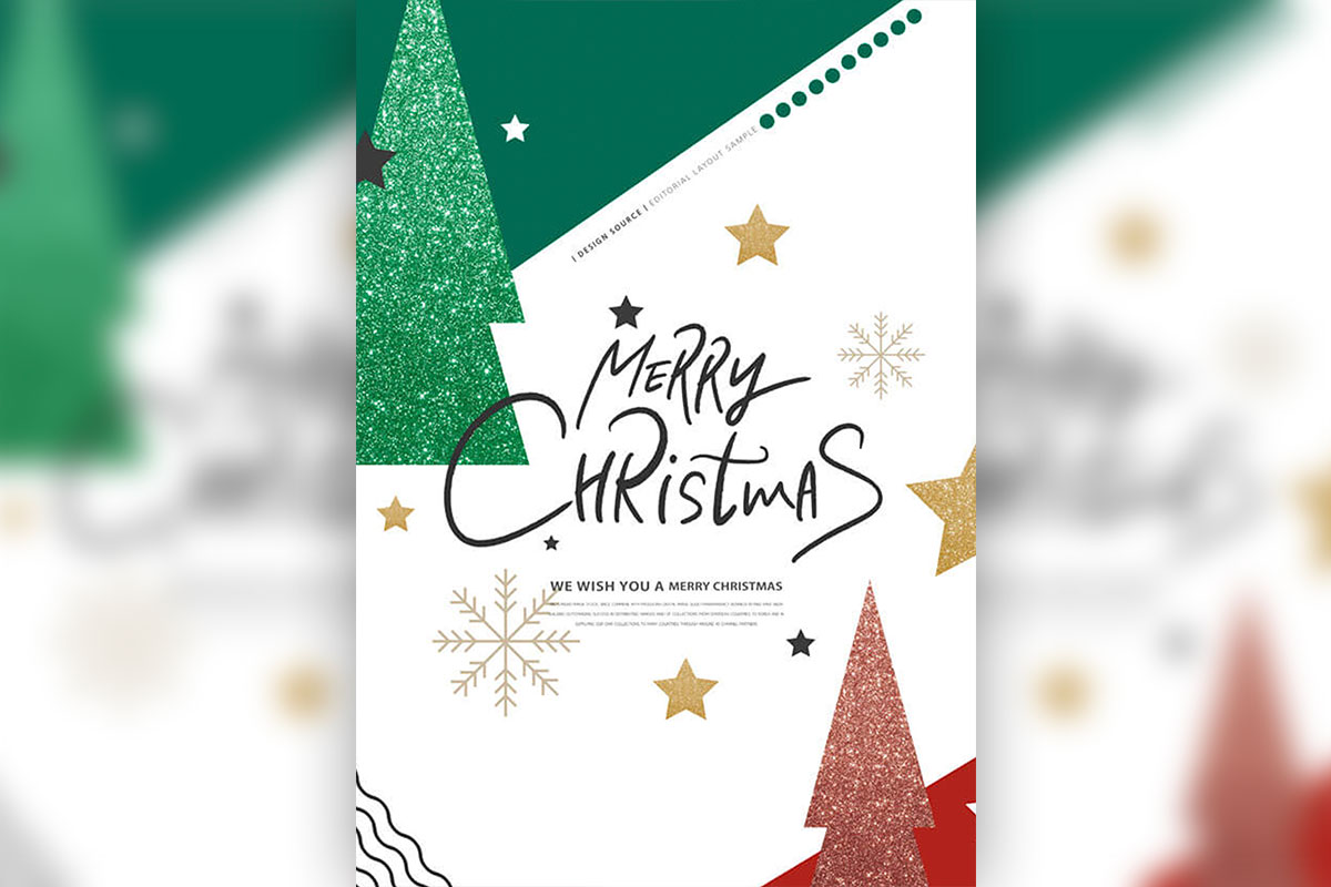 简约圣诞快乐主题海报设计模板 (psd)