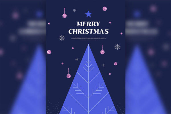 线条圣诞树圣诞节海报设计模板 (psd)