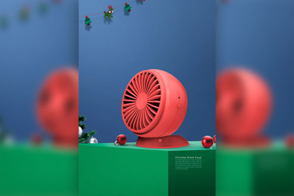 圣诞节假期风扇家电品牌推广海报设计模板 (psd)