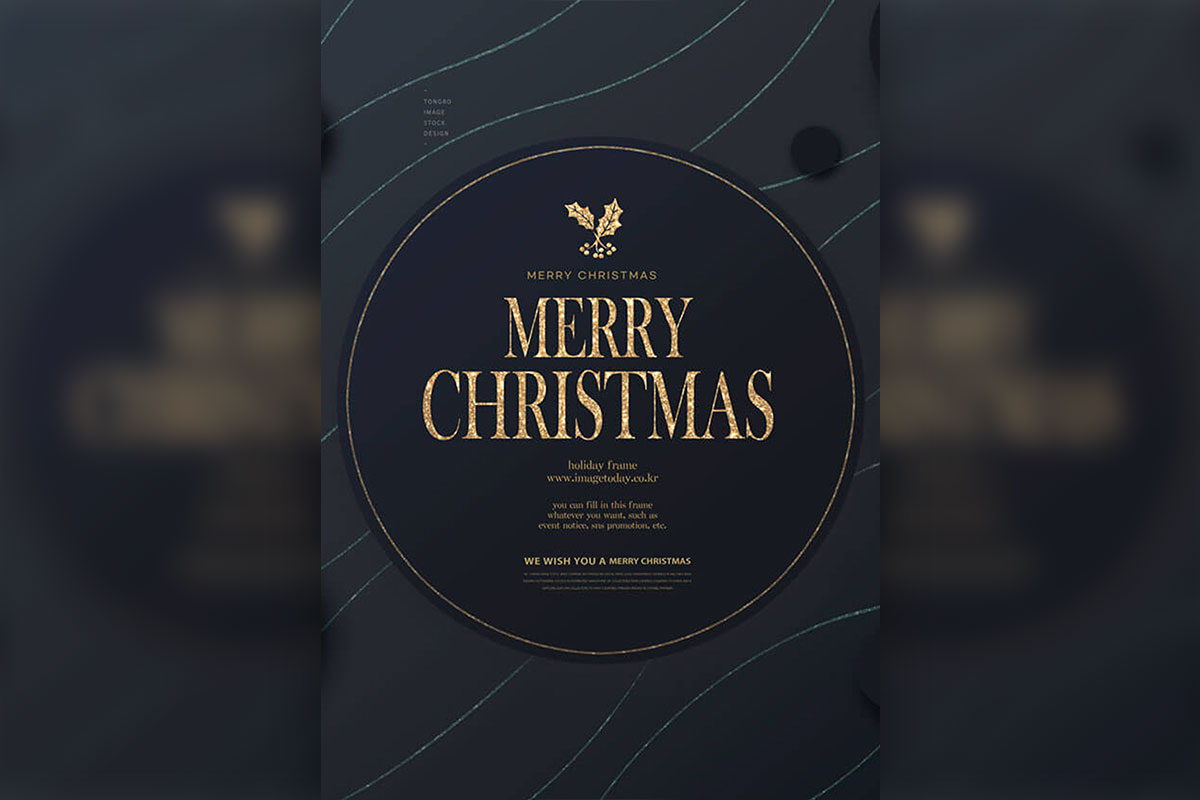 黑金风格圣诞海报设计模板 (psd)