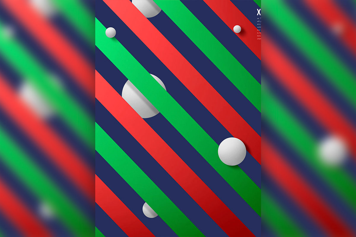 多彩条纹圣诞节主题海报设计模板 (psd)