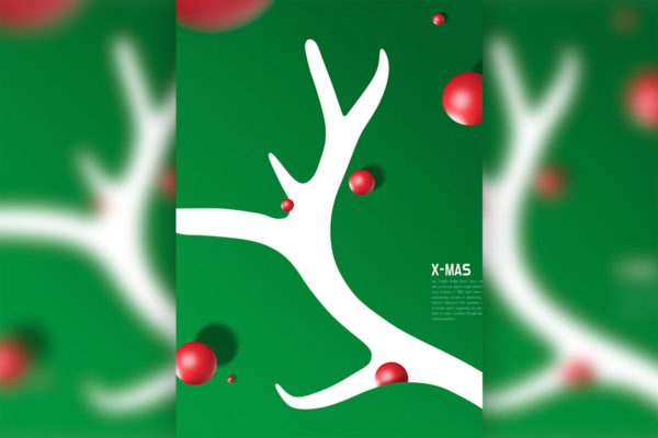 圣诞麋鹿角图形海报设计模板 (psd)