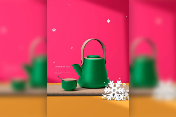 圣诞节日茶具品牌推广海报设计模板 (psd)