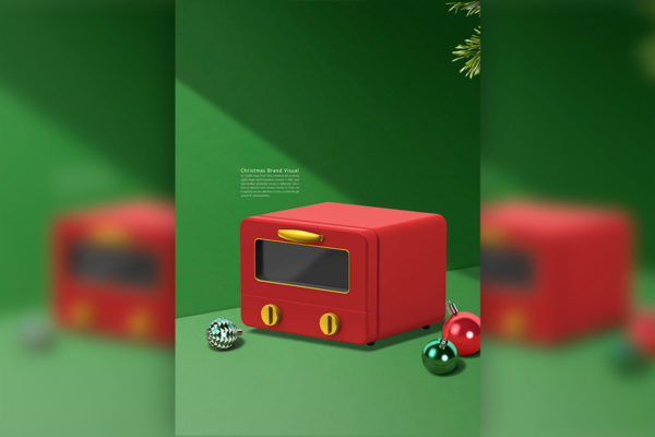圣诞节烤箱家电品牌推广海报设计模板 (psd)