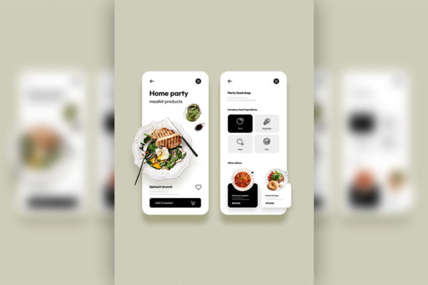 美食食品App应用页面设计模板 (psd)