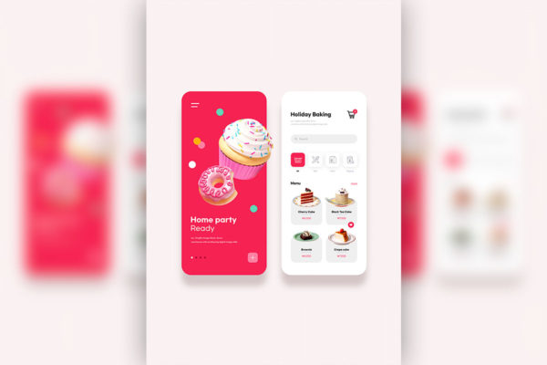 甜点蛋糕店App应用页面设计模板 (psd)
