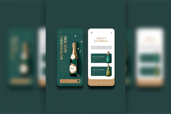 香槟酒App应用页面设计模板 (psd)