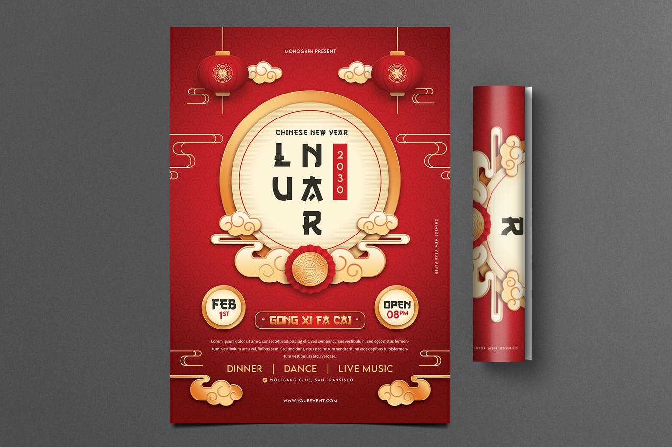 中国农历新年宣传海报&传单模版下载 (PSD)