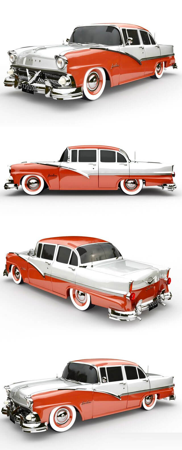 福特 费尔莱恩Fairlane复古老爷车汽车3D模型下载（MAX,3DS,FBX,OBJ,C4D）