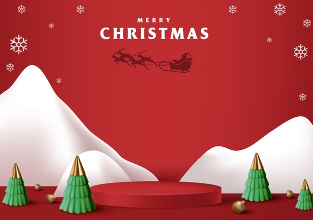 雪山圣诞树圣诞快乐Banner背景素材[EPS]