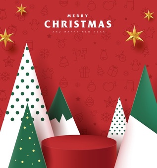 圆柱形状圣诞元素圣诞快乐Banner设计素材[EPS]