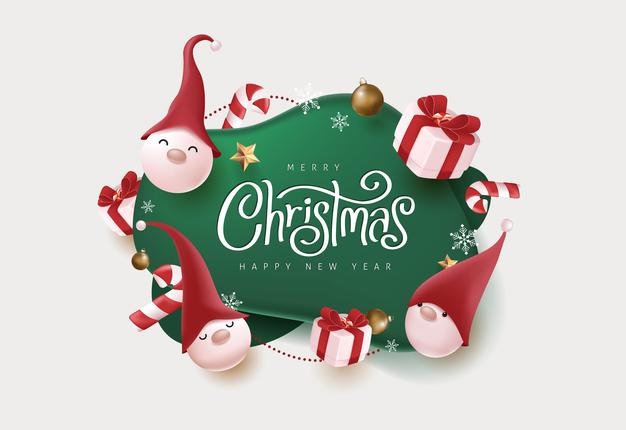 可爱侏儒圣诞节日装饰Banner设计素材[EPS]