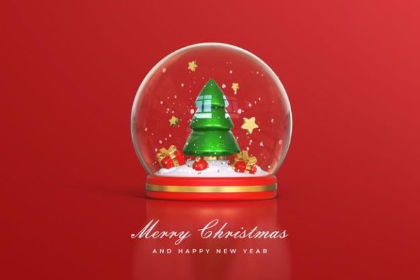 3D水晶球圣诞饰品设计素材[PSD]