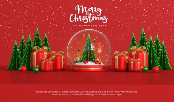 雪球/圣诞树/礼品装饰圣诞设计素材[psd]