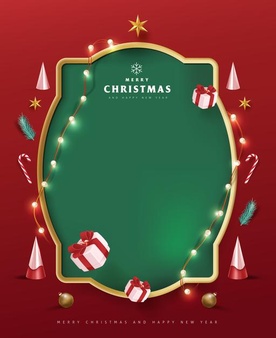 节日装饰框架红色背景圣诞素材[EPS]