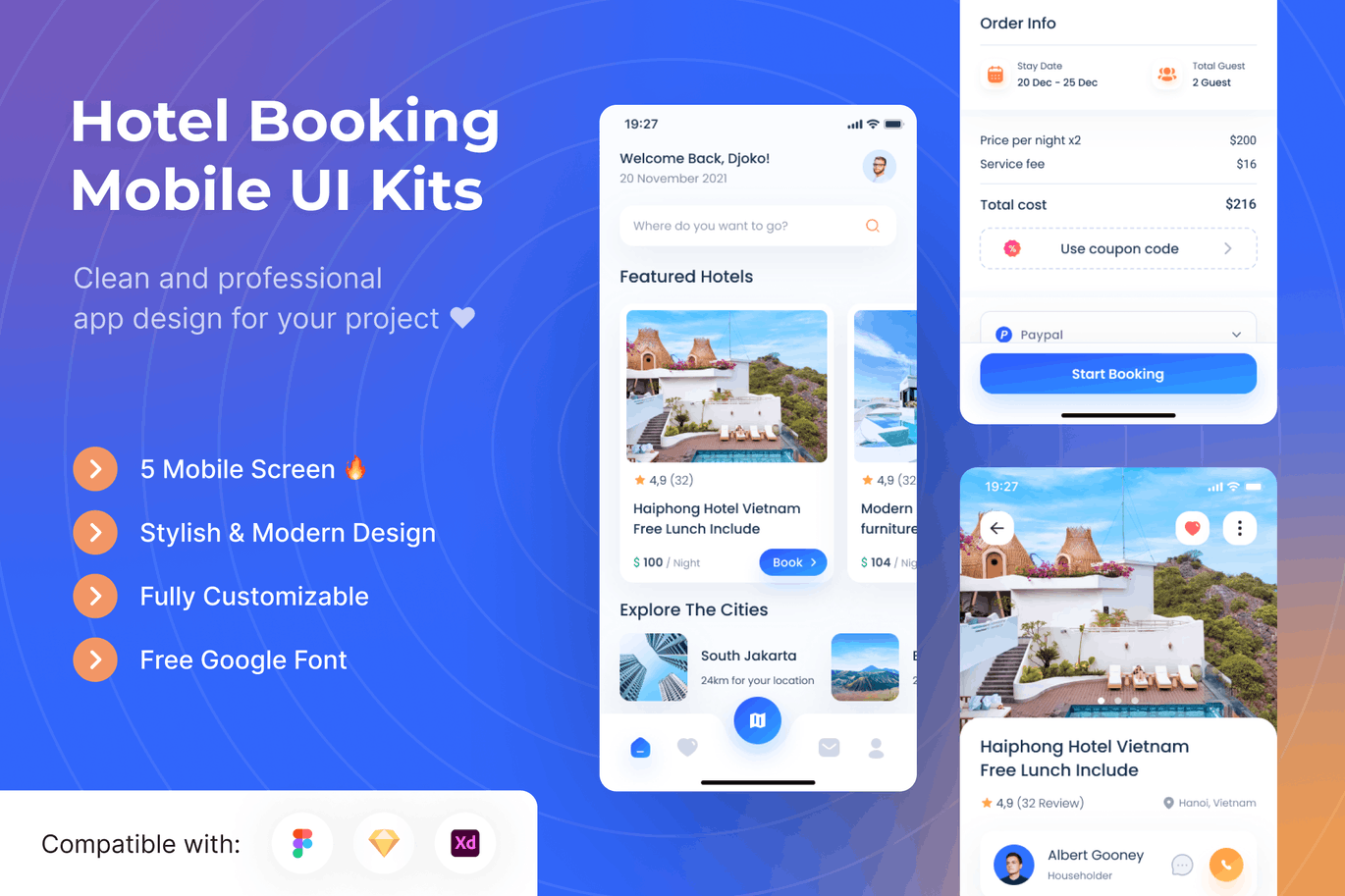 酒店预订  App UI Kits (FIG,SKETCH,XD)