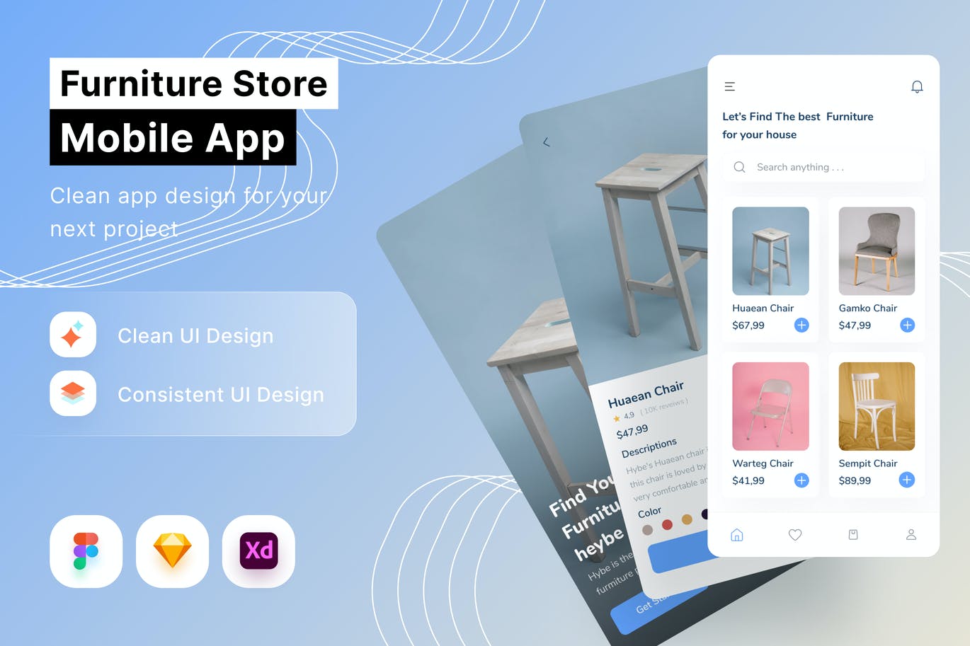 家具商店移动应用APP UI KIT (FIG,SKETCH,XD)