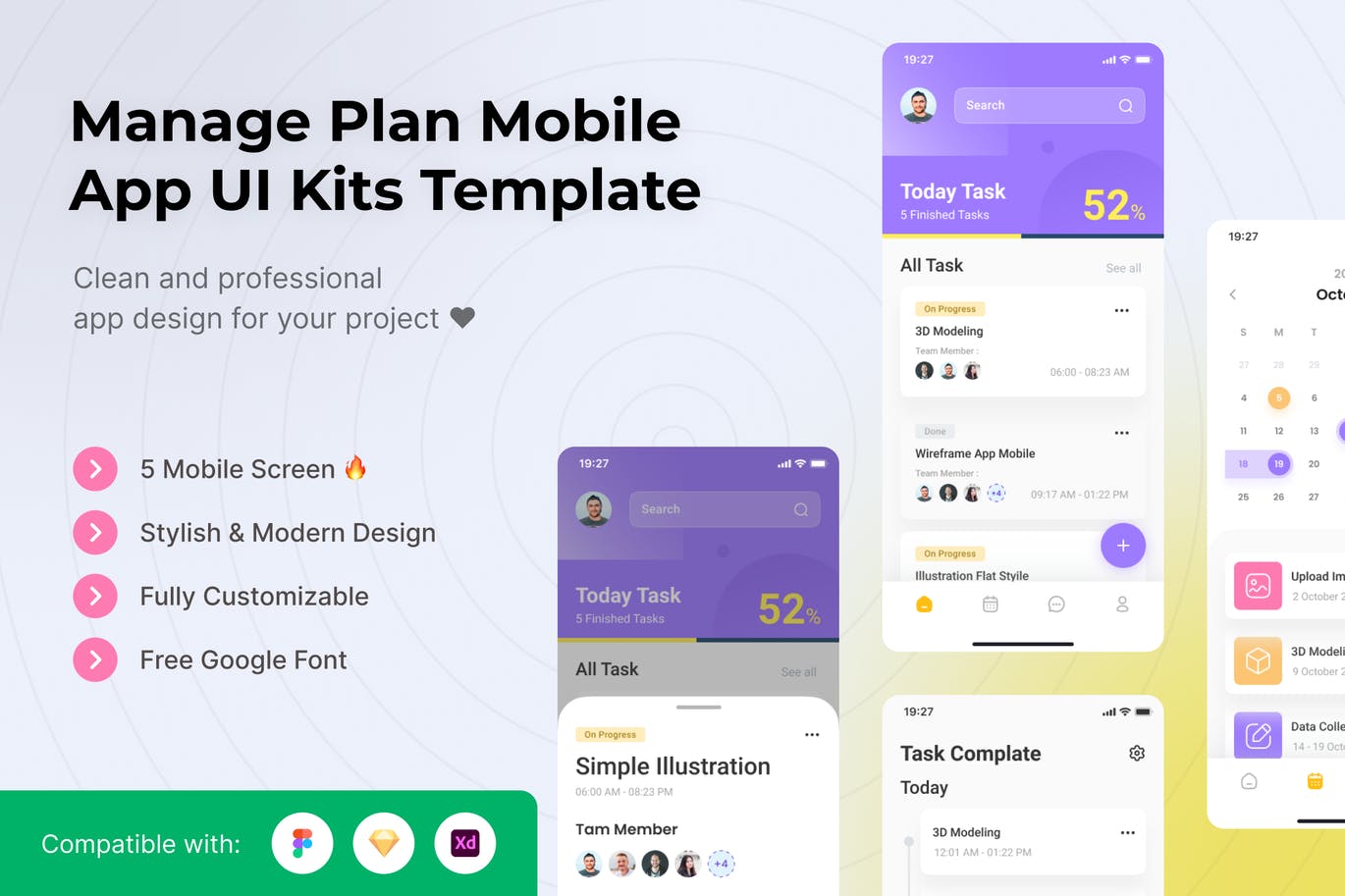 计划管理APP UI KIT (FIG,SKETCH,XD)