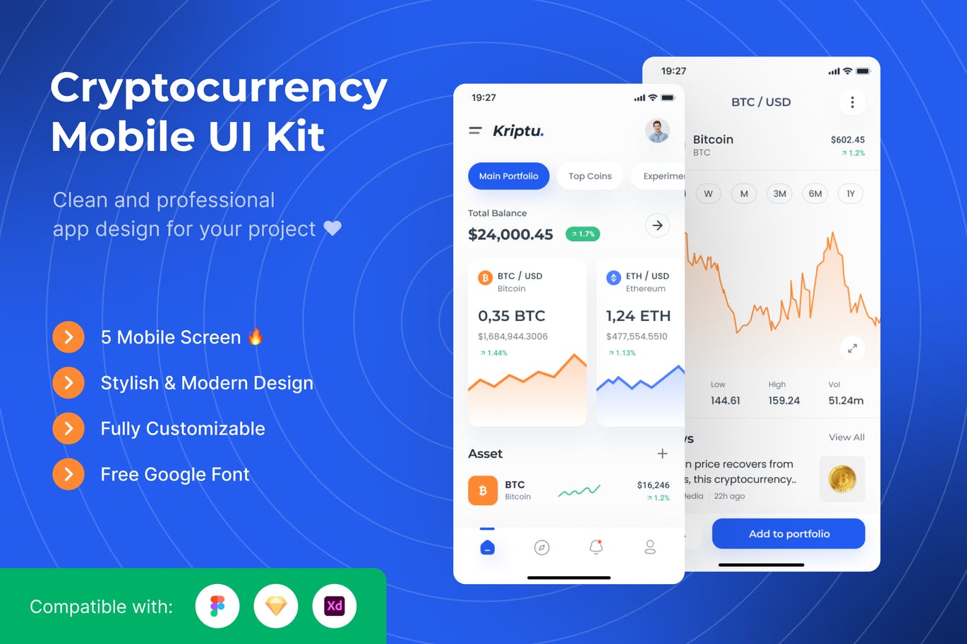 加密货币平台 App UI Kits
