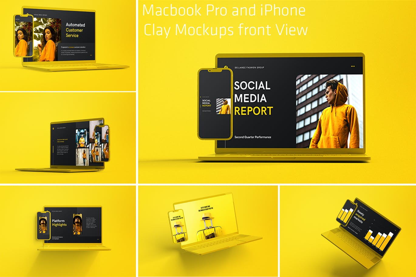 时尚高端简约清新MacBook Pro&iPhone APP UI样机展示模型mockups