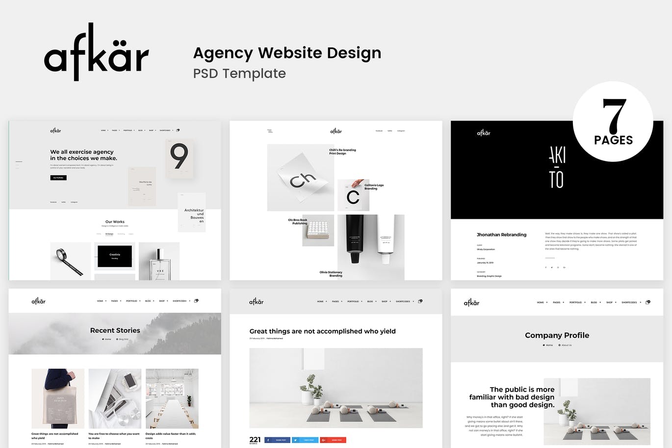 Afkar – 企业网站设计PSD模板 (PSD)