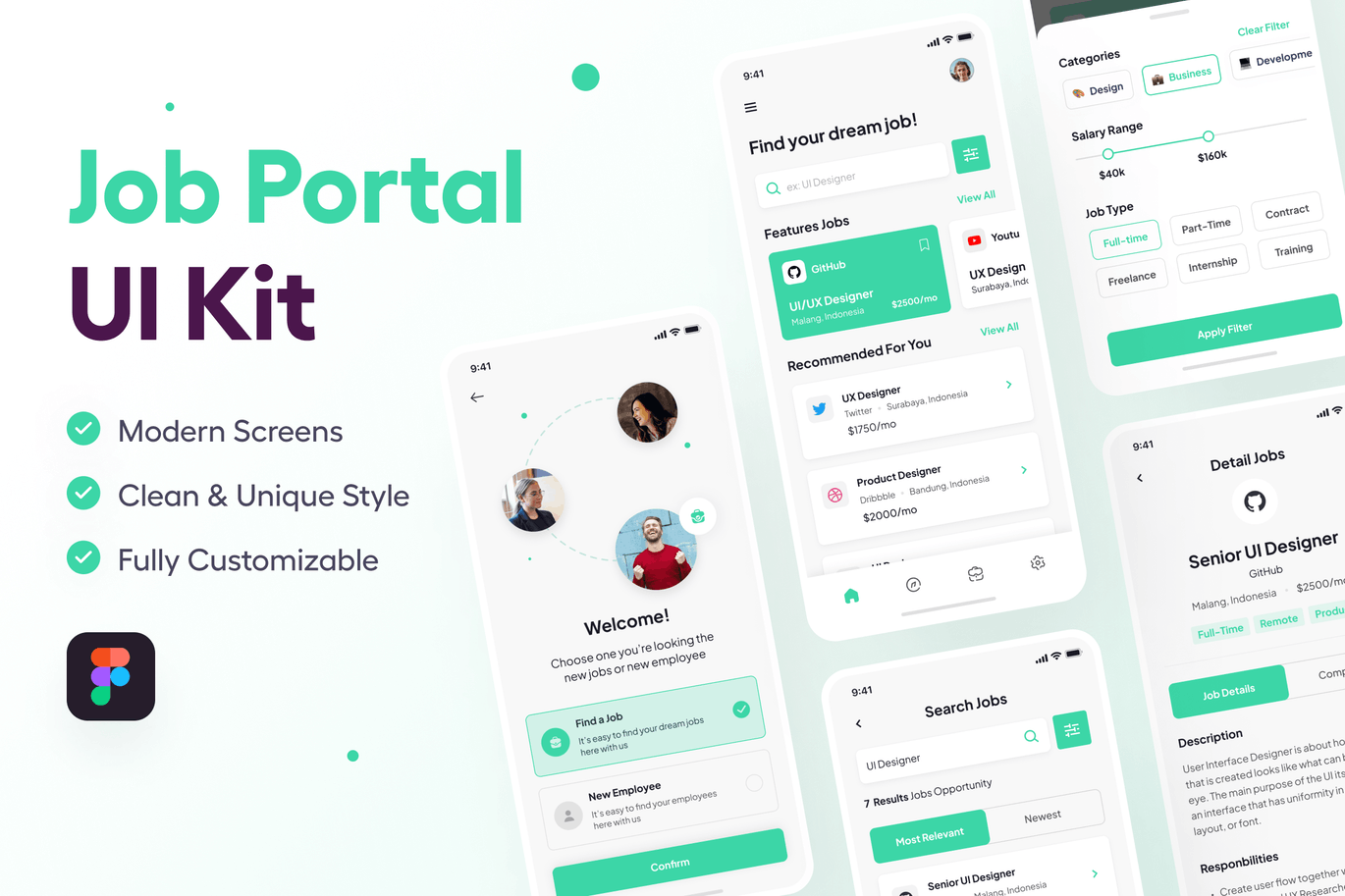 人力资源找工作App UI Kit (FIG)