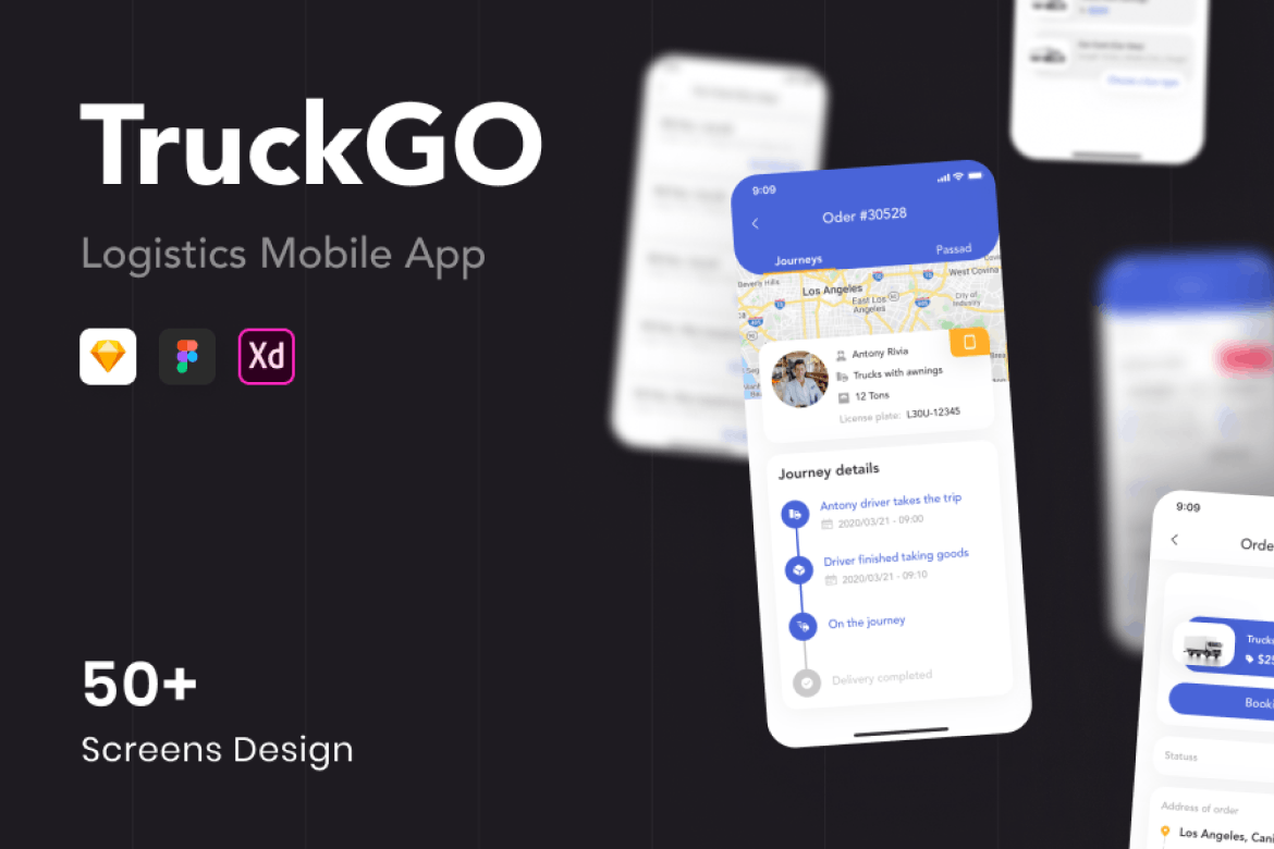 物流移动应用程序APP UI KIT (SKETCH,XD,FIG)