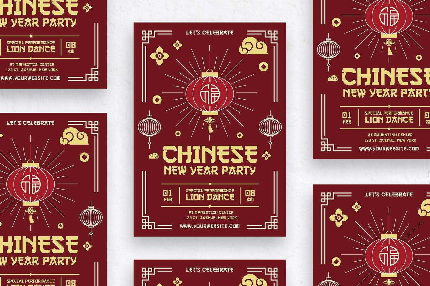 中国新年派对传单 (AI,EPS,PSD)