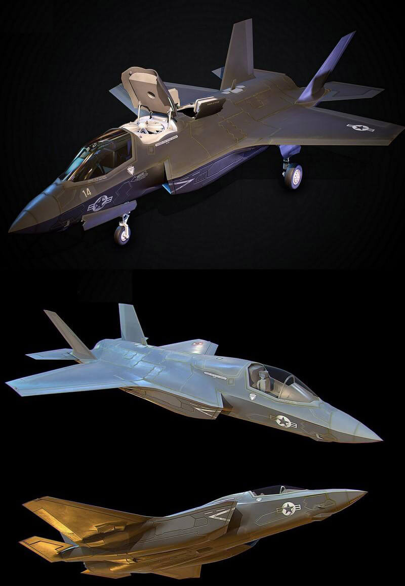 Low Poly F35战斗机3D模型（OBJ,FBX,MAX）
