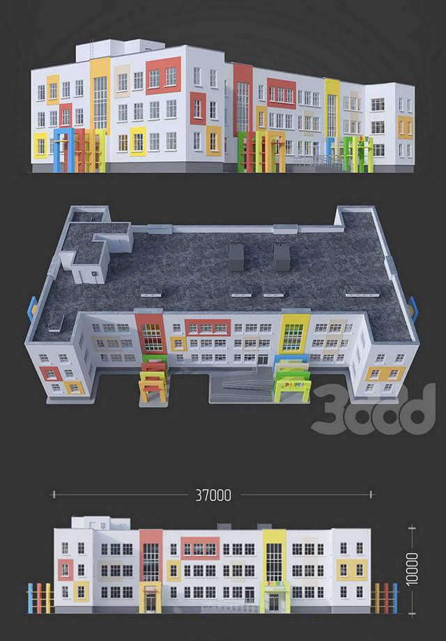幼儿园建筑彩虹楼3D模型（OBJ,FBX,MAX）