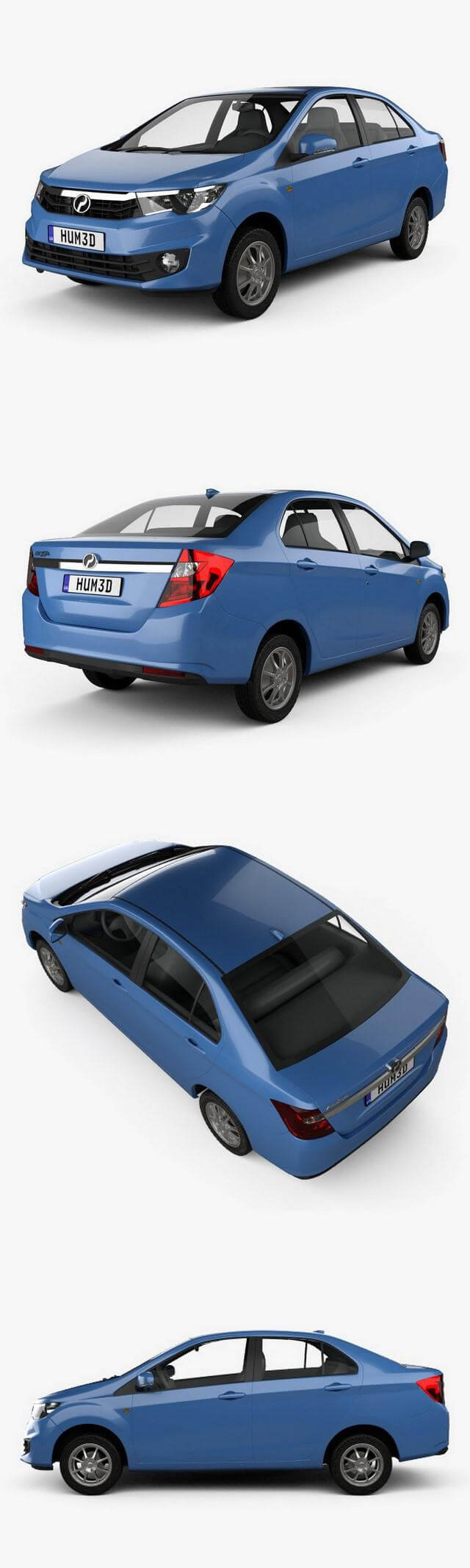 Perodua Bezza 2017款蓝色汽车3D模型（OBJ,FBX,MAX）