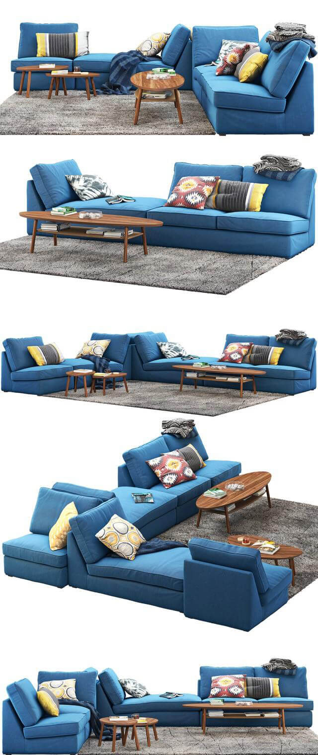 宜家蓝色布艺沙发3D模型（OBJ,FBX,MAX）