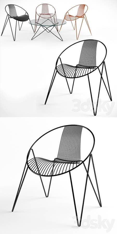 MADAME几何元素圆背扶手椅3D模型（MAX）