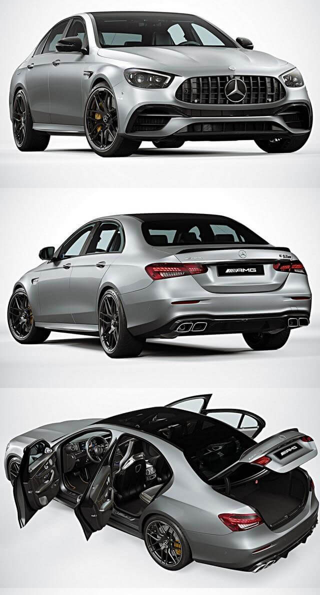 带有内饰细节的梅赛德斯奔驰 E63 Sedan AMG 2021 汽车3D模型下载 (MAX,FBX,OBJ,3DS, C4D,LWO,MA)