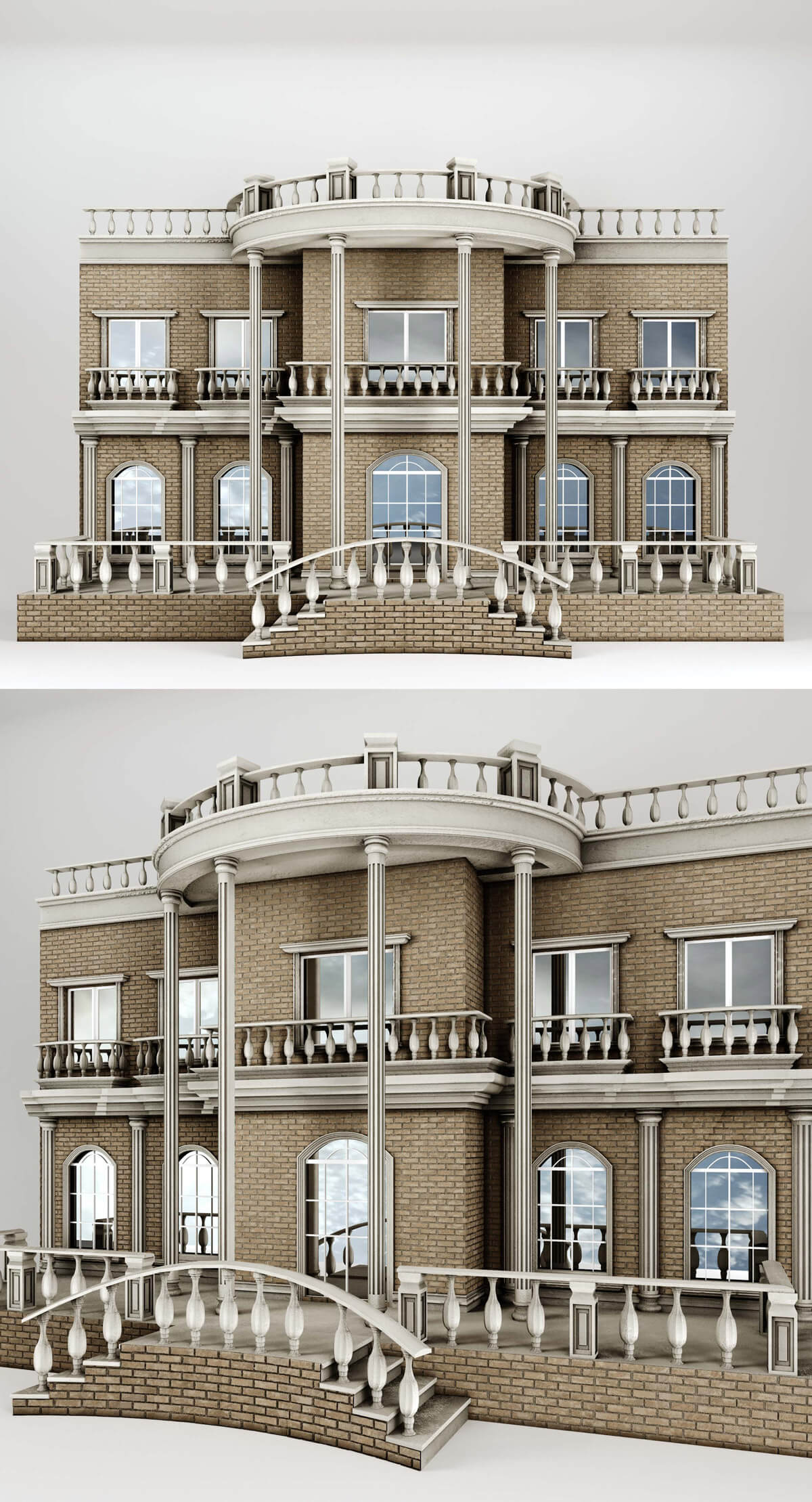 经典双层楼房外观3D模型（OBJ,FBX,MAX）