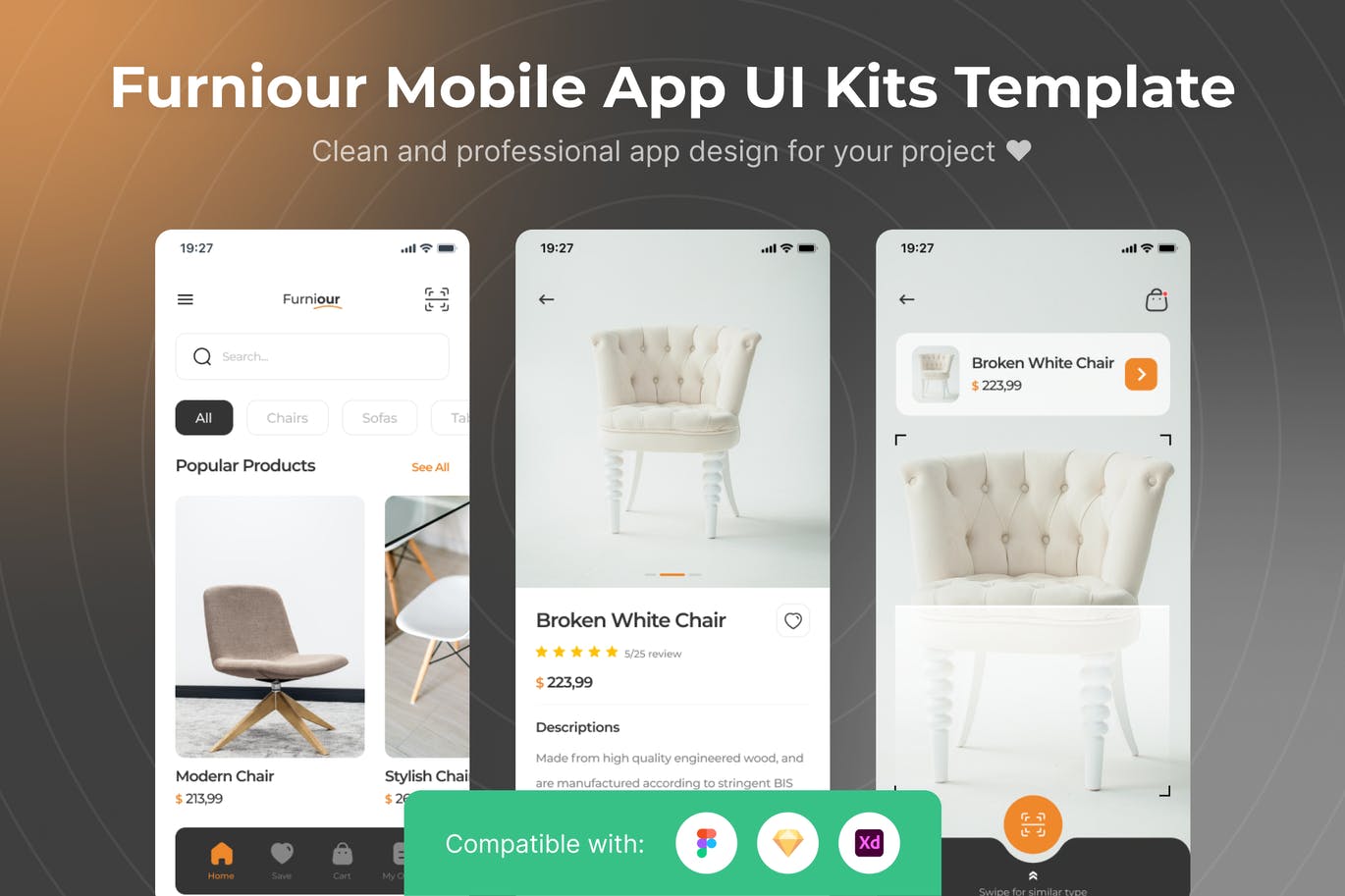 家具 App UI Kits (FIG,SKETCH,XD)