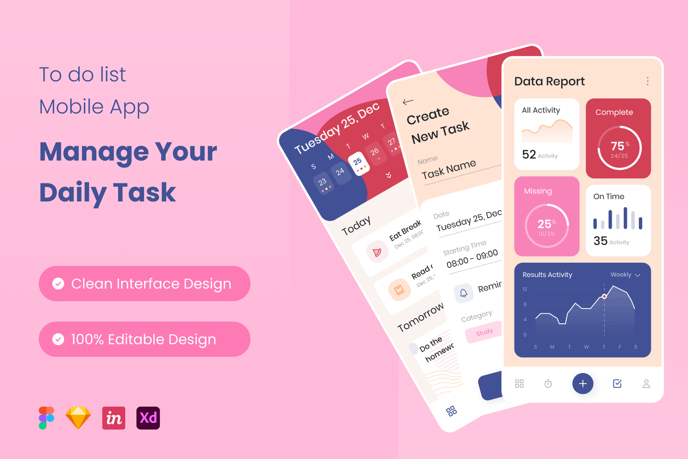 工作清单管理App UI Kit (FIG,SKETCH,XD)