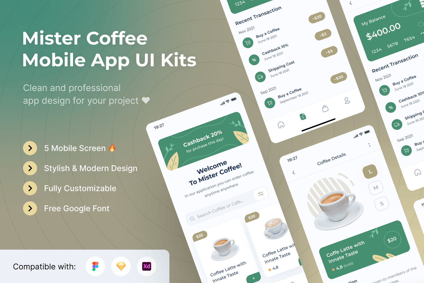 咖啡电商APP UI KIT (FIG,SKETCH,XD)